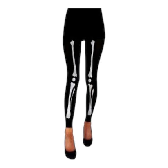 M/L black fashion tights skeleton bone print footless Cosplay Costume Punk Emo - Picture 3 of 3